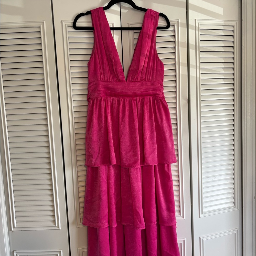 Lulu's Vibrant Pink Layered Maxi Dress